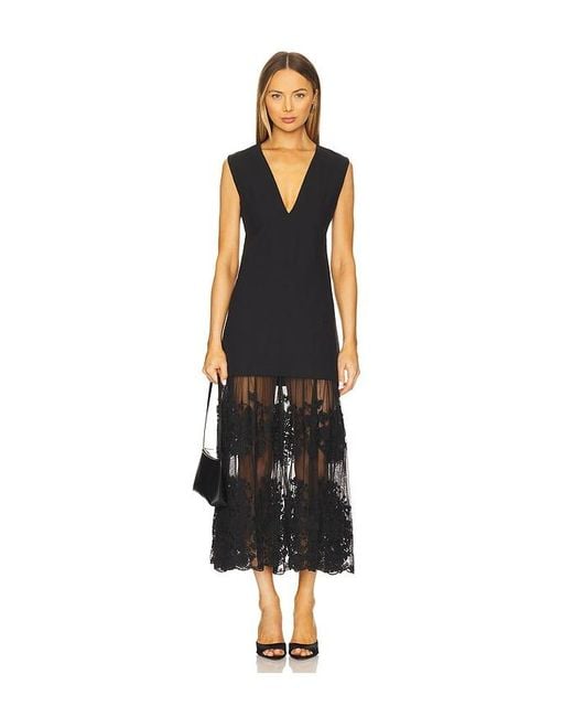 Sea Black Arielle Lace Vneck Midi Dress