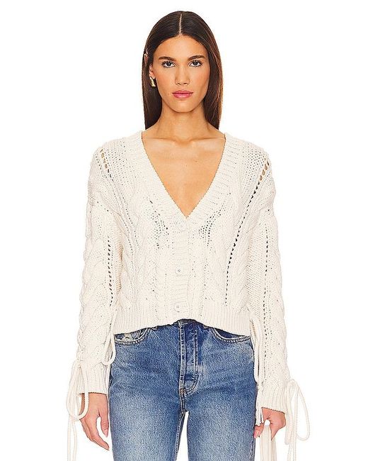 Hayley Menzies White Cotton Cable Lace Up Cardigan