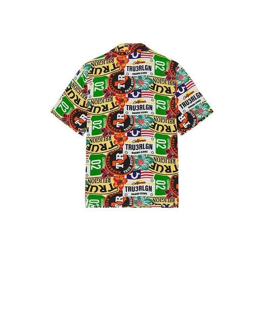True Religion Multicolor Camp Collar Button Down Shirt for men