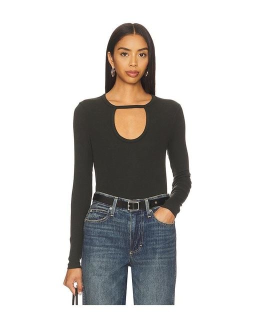 Bobi Black Front Keyhole Tee