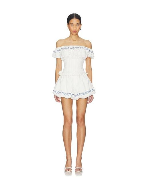 Line & Dot White Oia Romper