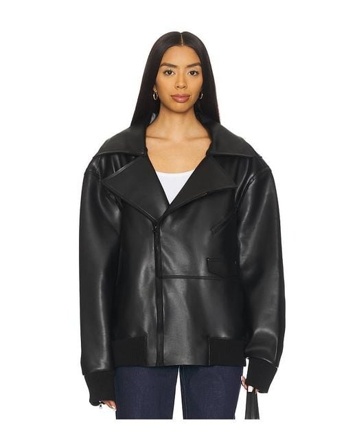 Norma Kamali Black Oversized Moto Jacket