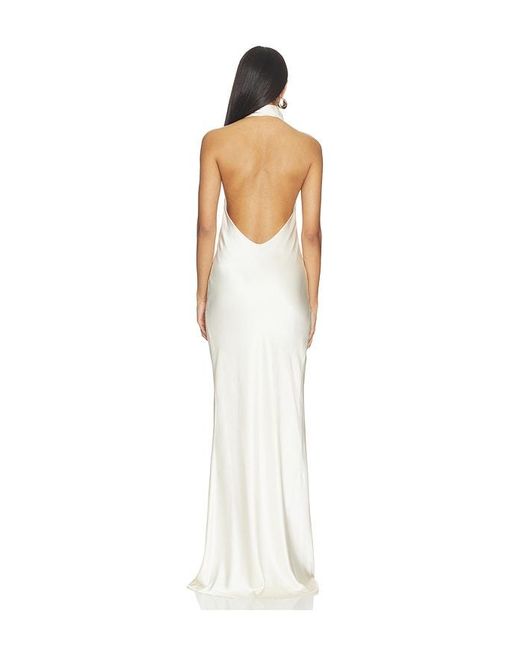 The Sei White Halter Drape Gown