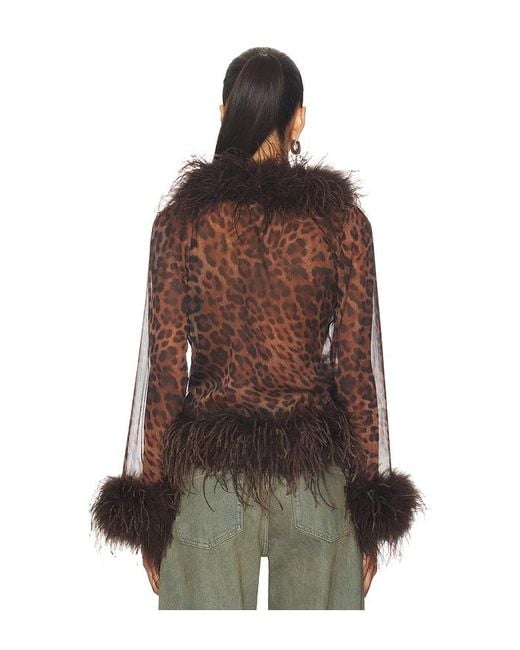 bubish Multicolor Gigi Sheer Feather Blouse Top