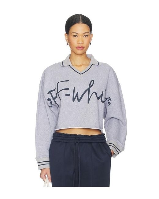Off-White c/o Virgil Abloh Blue Script Polo Sweatshirt