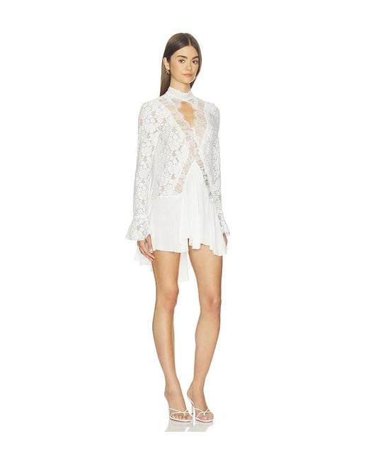 Free People White First Crush Lace Tunic