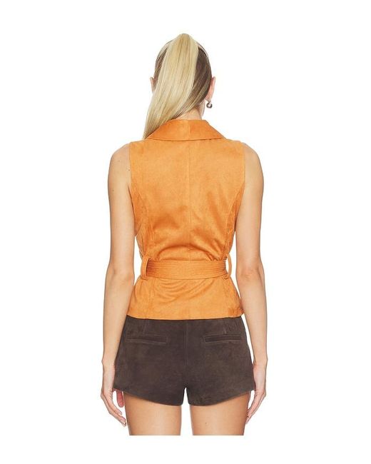 MORE TO COME Orange Aaliyah Faux Suede Vest