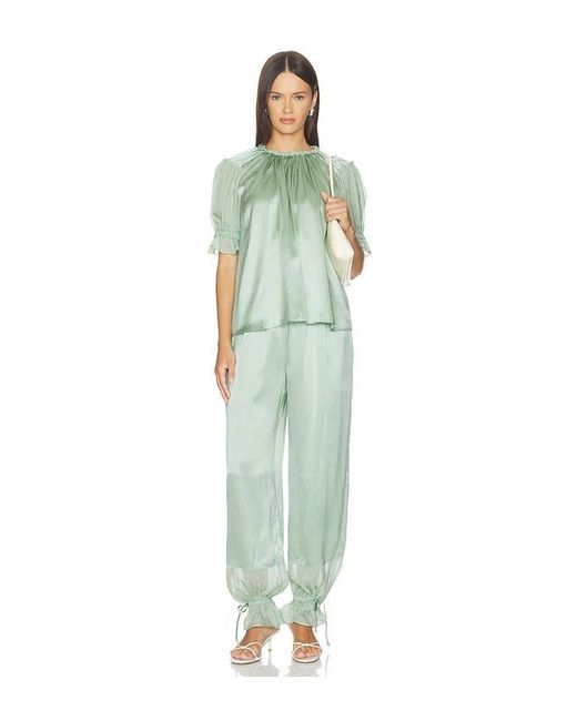 Ulla Johnson Green Camile Silk Cinched Pant