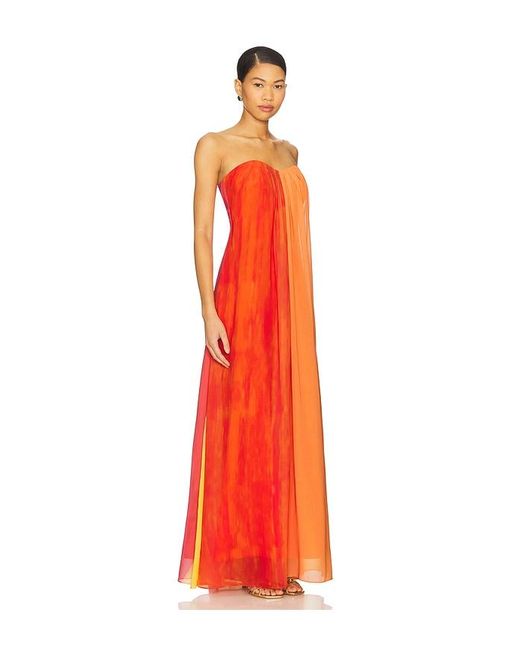 MILLY Orange Sunset Stripe Strapless Dress