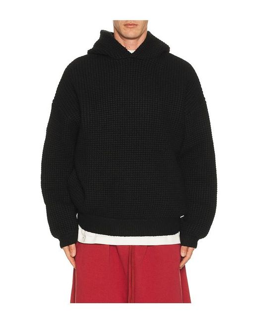 Fear Of God Black Heavy Waffle 90's Hoodie for men