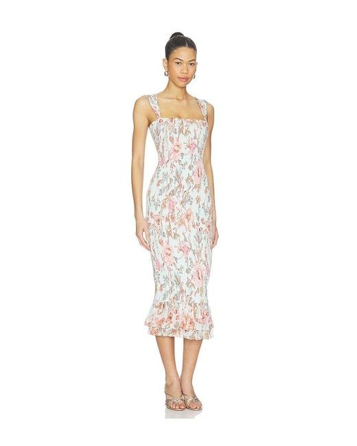 Hemant & Nandita White Smocked Midi Dress
