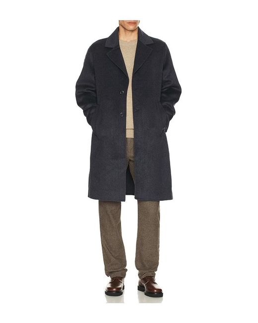 Marine Layer Black Wool Longline Coat for men