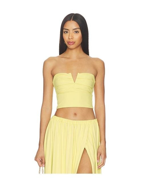 Susana Monaco Yellow V Wire Pleated Crop Tube