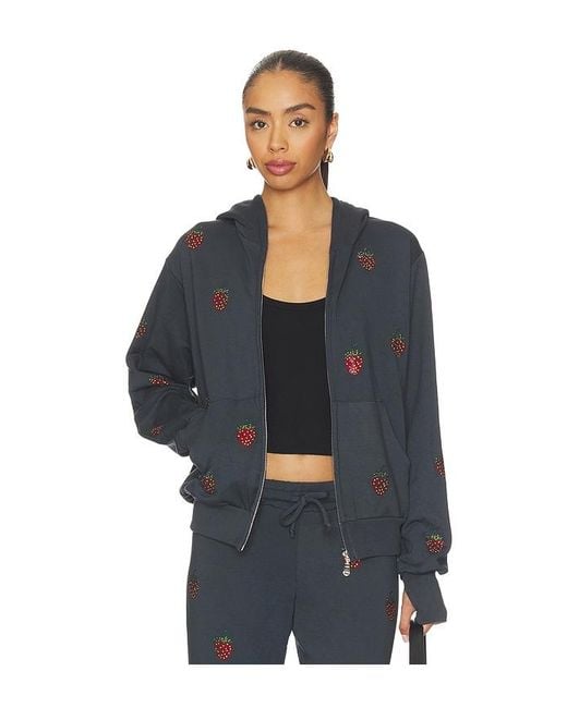Lauren Moshi Blue Hezly Zip Up Hoodie