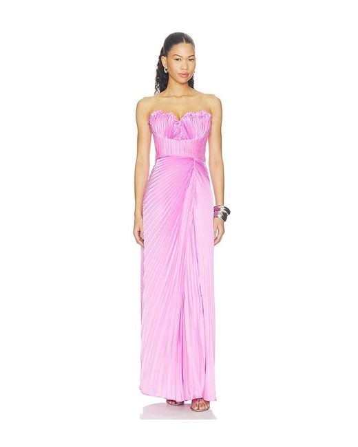 AMUR Pink Kaylani Pleated Gown
