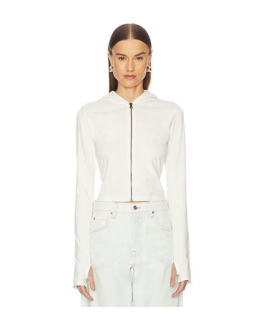 GRLFRND White Shrunken Zip Hoodie