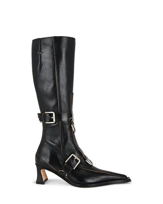 Miista Black Eliya Buckled Tall Boots