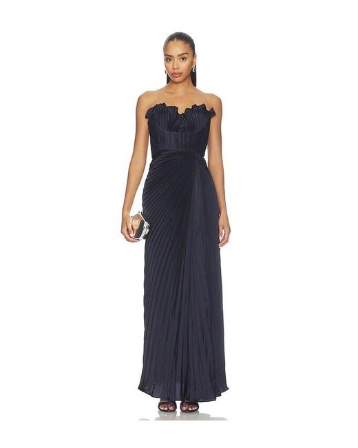 AMUR Blue Kaylani Pleated Gown