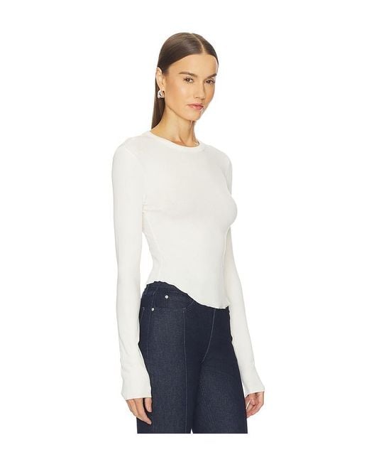 GRLFRND White Scoop Hem Long Sleeve Tee