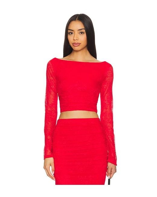 AFRM Red Noam Lace Top