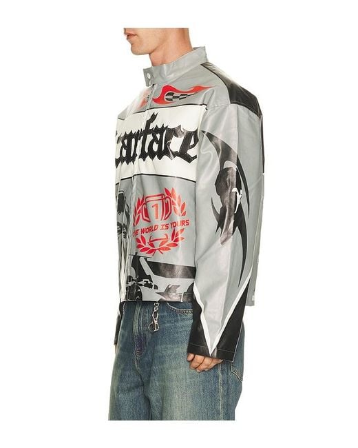Reason Gray Scarface Moto Pu Jacket for men