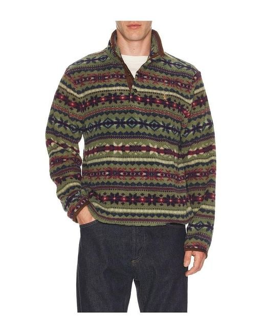 Polo Ralph Lauren Black Vintage Poly Fleece Knit Mockneck Pullover for men