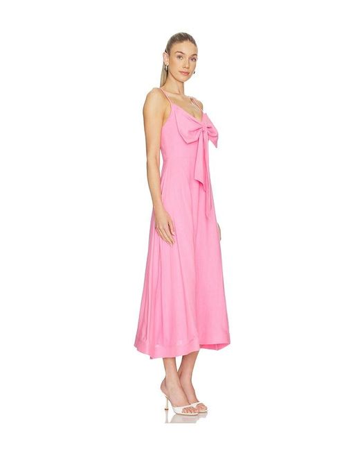 Elliatt Pink Miri V-Neck Bow Midi Dress