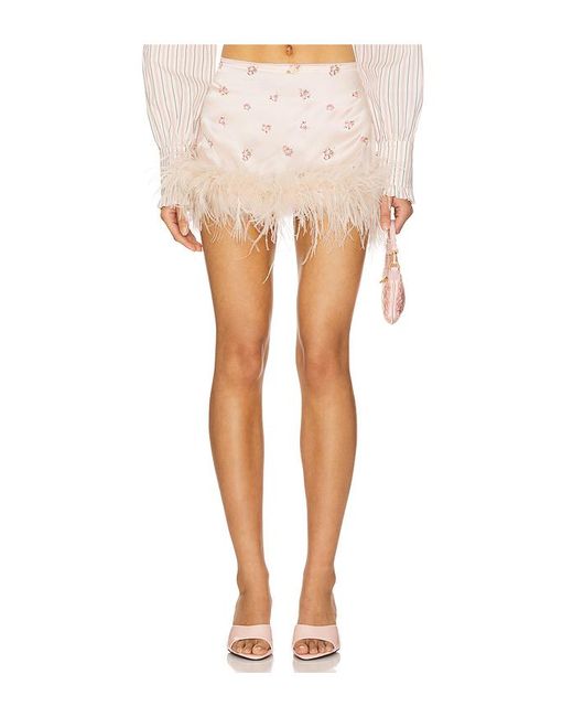 Milkwhite White Mini Skirt With Feathers