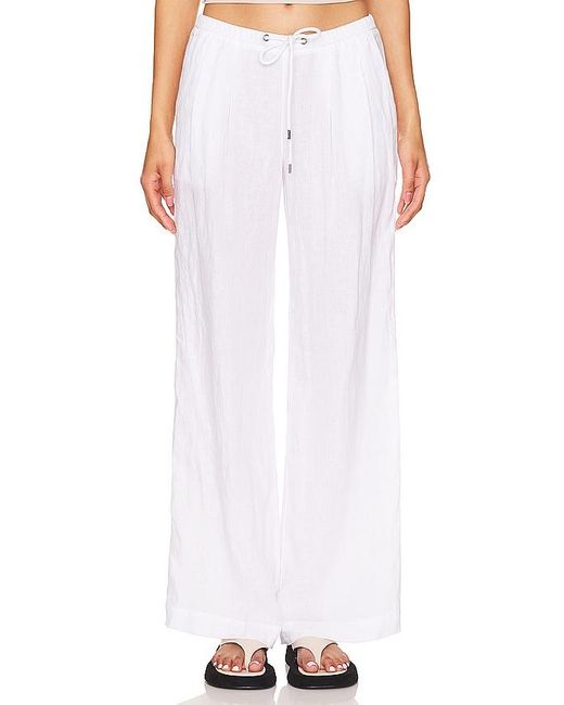 James Perse White Wide Leg Relaxed Linen Pant