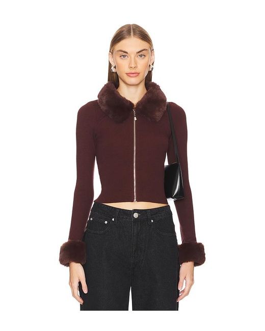 MORE TO COME Red Viscose-Blend Knit Zip Cardigan