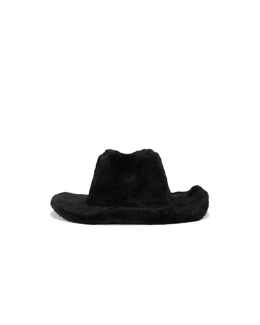 Jocelyn Black Faux Fur Cowboy Hat