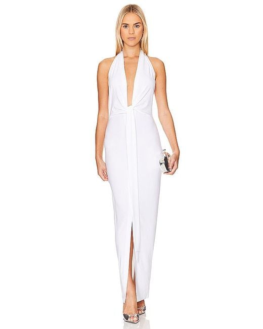 Norma Kamali White Tie Front Halter Gown