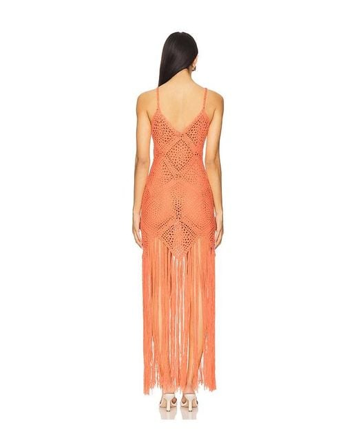 Line & Dot Orange Wandering Crochet Dress