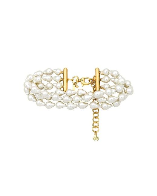 Lele Sadoughi Metallic Jackie Pearl Triple Row Choker