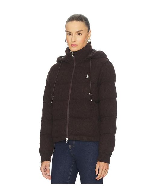 Polo Ralph Lauren Blue Cable Knit Wool Cashmere Quilted Jacket
