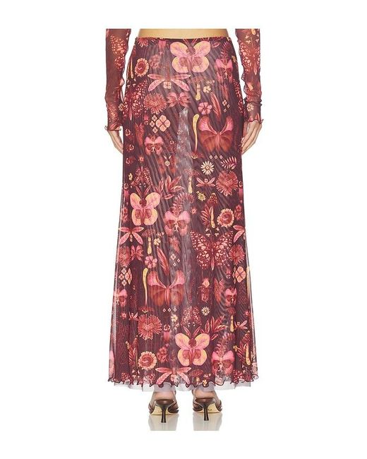 Agua Bendita Red Brace Skirt