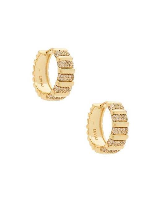 Luv Aj Metallic The Pave Marbella Ridged Hoops