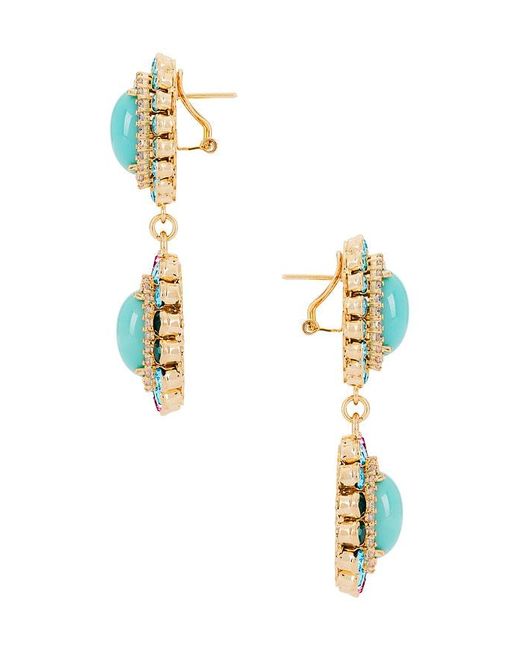 Anton Heunis Blue Omega Clasp Double Oval Cluster Earrings