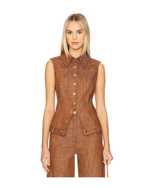 Matthew Bruch Brown Collared Button Down Vest