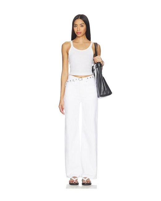 Levi's White Ribcage Wide Leg Belted