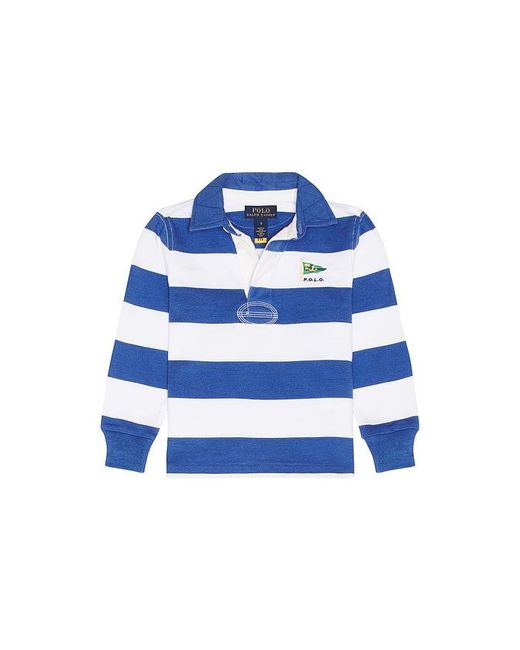 Polo Ralph Lauren Blue Long Sleeve Jersey Knit Rugby Striped Pullover