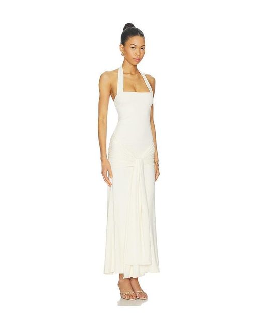 Bardot White Emilia Tie Front Halter Dress