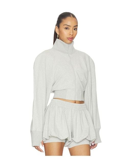 Norma Kamali White Oversized Turtle Bomber Jacket