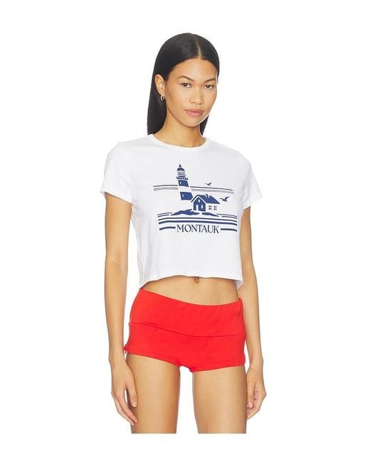 Sunny Somewhere Red Montauk Lighthouse Tiny Tee