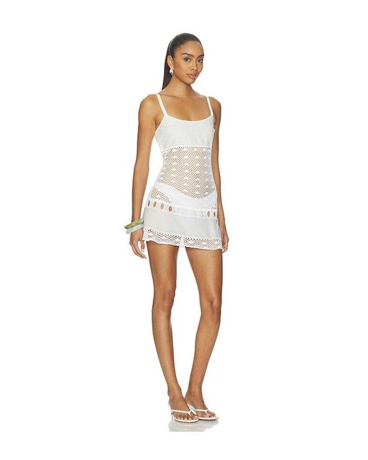 Frankie's Bikinis White X Jennie International Angel Crochet Mini Dress
