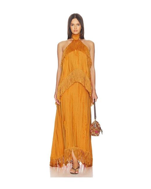 YELLOW THE LABEL Orange Jones Fringe Top