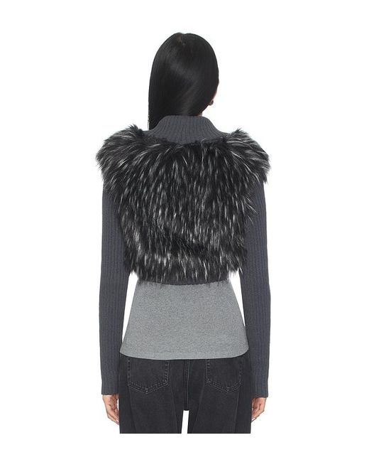jaded london black fur knit ファーニット Jaded London Knit Faux Fur Shrug in Black | Lyst UK