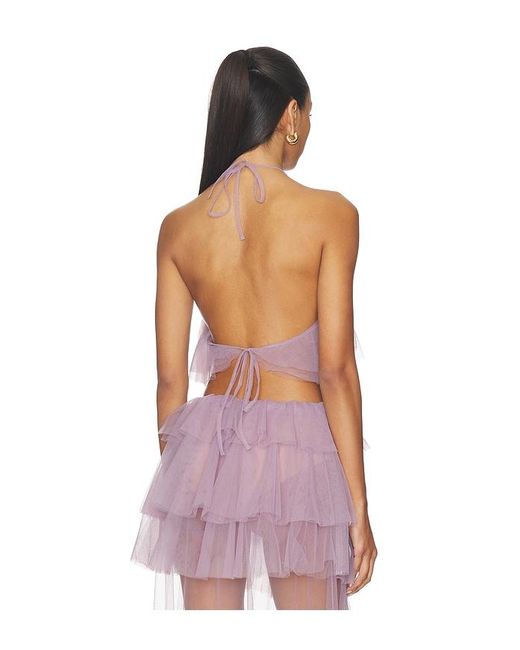 AKNVAS Purple Bodil Tulle Ruffle Top