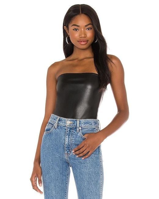 Susana Monaco Black Faux Leather Tube Top