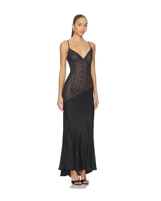 Bardot Black Aralia Lace Satin Maxi Dress